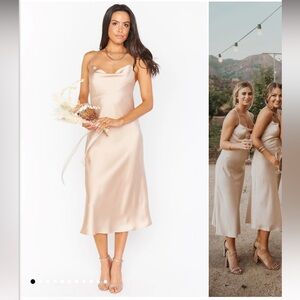 0159 NWT Show me your MuMu Elegant Cream Midi Dress Sz S